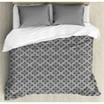 thumbnail image 1 of Geometric Rhombus Duvet Cover Set King Size, Monotone Repetitive Pattern with Traditional Elements, Decorative 3 Piece Bedding Set with 2 Pillow Shams, Charcoal Grey and White, by Ambesonne, 1 of 3