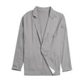 thumbnail image 2 of BOBOGOJP Mens Cotton Linen Blazer Summer Lightweight Thin Casual Sport Coat Solid Two Button Pocket Suit Jacket Big&Tall (Gray,3XL), 2 of 6