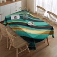thumbnail image 2 of Teal Gold Marble Pattern Rectangle Tablecloth 60"x84",Waterproof Polyester Rectangle Table Cloth, Wipeable Spillproof Polyester Tablecloth for Dining, Camping, Indoor and Outdoor, 2 of 5