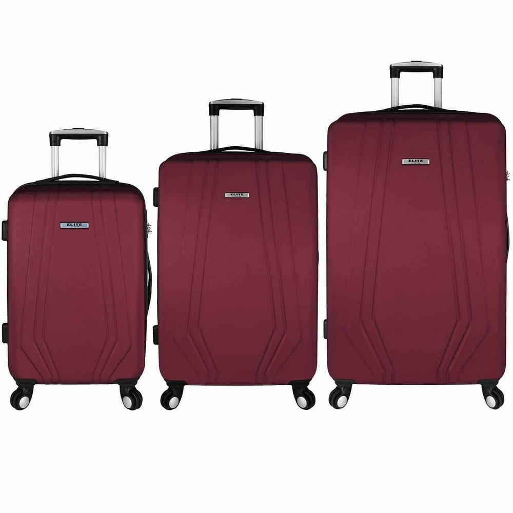 Elite Luggage Elite Luggage Paris 3Piece Hardside Spinner Luggage Set, Red