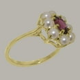 thumbnail image 3 of LBG British Made 10k Yellow Gold Natural Garnet & Cultured Pearl Womens Anniversary Ring - 33 size options - Size 9.25, 3 of 6