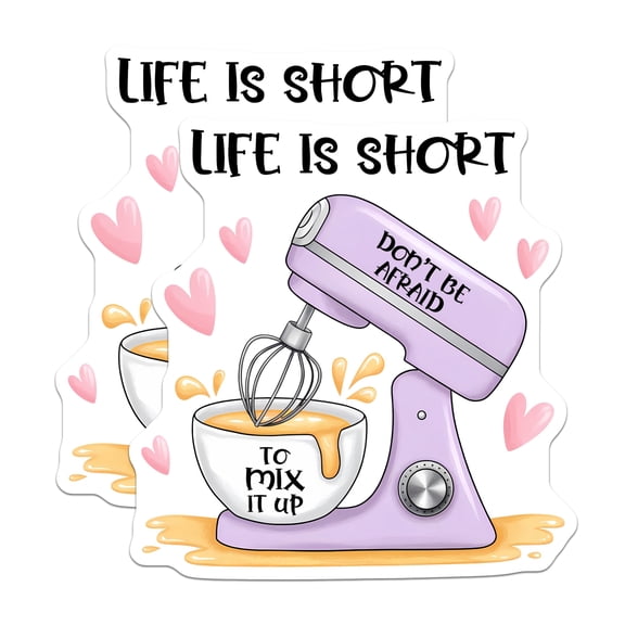 (2 Pack) Baking Stickers - Stand Mixer Decals - Kitchen Art Decals- 5" On Longest Side - Sticks to Smooth Flat Surfaces - Made in USA - BMCS16303