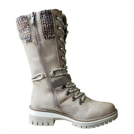 

Omagie Women s Round Toe Square Heel Leather Buckle Wool Stitching Martin Boots Plush Warm Cotton Shoes Wear and Anti Slip Snow Five Finger Outdoor Sports Men s Omagie