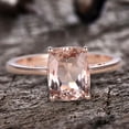 thumbnail image 2 of 10mm Cushion Solitaire Morganite 4 Carat Engagement Ring Diamond Moissanite Wedding Ring 10k Rose Gold Filigree, 2 of 7