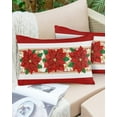 thumbnail image 6 of Red Poinsettia Throw Pillow Cover, Seasonal Winter Christmas Floral Rectangle Decorative Pillow Case Protector Soft Cushion Cover Lumbar Pillowcase for Couch Sofa Bedroom Car Chair Decor 16x24 Inch, 6 of 8