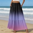 thumbnail image 2 of LWavelet Women Ombre Tiered Maxi Skirt Elastic High Waist With Pockets Casual Long Skirt Purple 2XL, 2 of 6