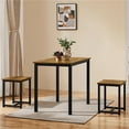 thumbnail image 6 of Yaheetech Industrial 3-Piece Dining Table Set w/ 2 Stools for Kitchen, Dining Room, Rustic Brown, 6 of 8