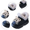 thumbnail image 4 of Kids Snow Boots Fashion Strappy Slip on Plush Lined Winter Ankle Booties Comfy Chunky Soft Sole Outdoor Warm Walking Shoes Black 10 Little Kid, 4 of 4