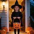 thumbnail image 3 of Teenyyou Halloween Basket, Bucket Pumpkin, Orange, 1 Pack | Cotton Rope Woven with Cute Face, Trick or Treat Candy Storage, Sturdy Handle, Halloween Party Favor and Decoration, 3 of 6