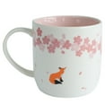 thumbnail image 3 of Taza de café de zorro de cerámica con flor de cerezo rosa elegante, regalo para amigo, maestro, primo Sincero  Hogar, 3 of 3