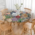 thumbnail image 3 of Colorful Pioneer Flower Pattern Round Fitted Tablecloth with Elastic Edge,Dining Table Cover Waterproof,Outdoor Round Tablecloth for Camping,Dining,Indoor and Outdoor, 3 of 7