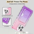 thumbnail image 2 of Card Slot Gradient Color Transparent Phone Case for iPhone 16 Plus, Soft TPU Shockproof Anti-Fall Slim Hard PC Back Cover with Tempered Glass Lens Protector for iPhone 16 Plus - Pink+Purple, 2 of 8