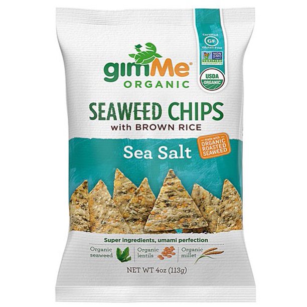 GimMe Organic Seaweed Rice Chips, Sea Salt, 4 oz