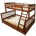 thumbnail image 2 of Triple Tree Twin Over Full Bunk Bed with Two Storage Drawers, Safety Guardrail and Ladder, Convertible to 2 Separated Frames, Walnut, 2 of 7