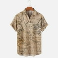 thumbnail image 4 of Mens Short Sleeve Hawaiian Tshirt World Map Print Button Up Tee Shirt Casual Bowling Shirt Lapel Beach Pocket Top, 4 of 6