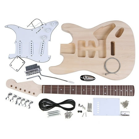 KKmoom ST Style Electric Guitar Basswood Body Maple Neck Rosewood Fingerboard DIY Kit