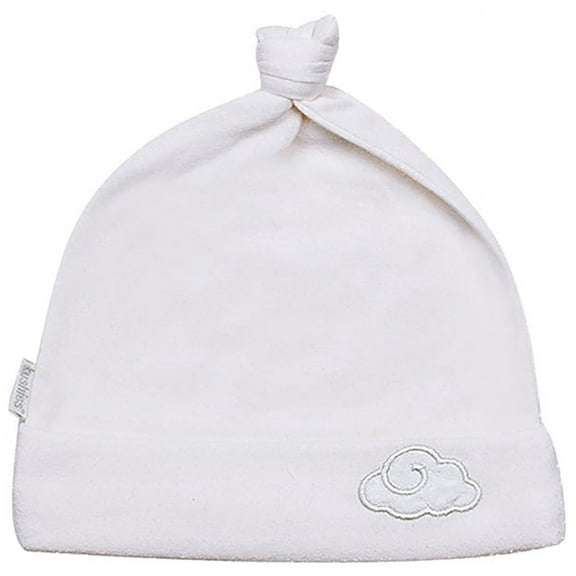Kushies 100% Cotton Interlock Knotted Baby Boys or Girls Cap Hat (White, 3-6 Months)