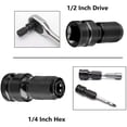 thumbnail image 5 of Juego de 2 adaptadores de dados de impacto de 1/2" a 1/4" para puntas de destornillador y trinquete, convertidor de hexágono a cuadrado, paquete de 2, 5 of 5