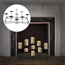 9 Pillar Fireplace Candle Holder Mantel Floor Tier Candelabra