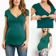 thumbnail image 2 of Edvintorg Breastfeeding Shirts for Women Maternity Clothes Summer Solid Color Short Sleeve V Neck Casual Pregnancy Shirts Tops with Wrinkles Pregnant Women Clothes, 2 of 7
