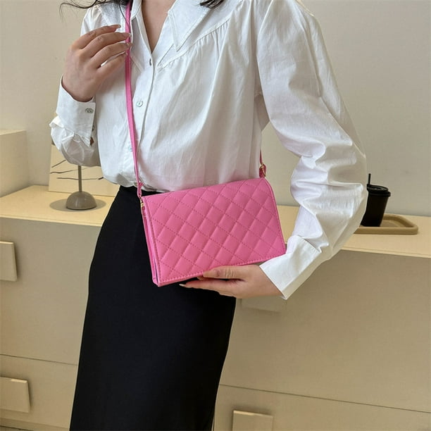Bolso de mujer bordado hilo acolchado Simple Casual bolsos femeninos rosa Tmvgtek Para Estrenar Bodega Aurrera en linea