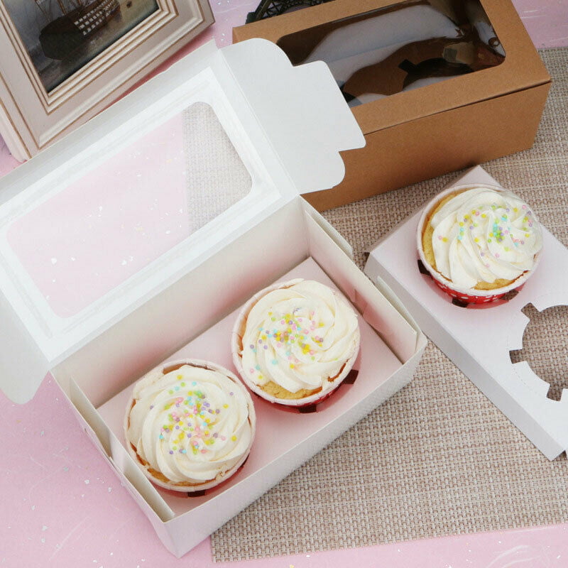 12 X Single Individual Windowed Wedding Cupcake Boxes Removable Trays Muffin Box 