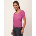 thumbnail image 6 of Moomaya Solid Tops For Women, Square Neck, Smart Chic Short Tops, 6 of 8