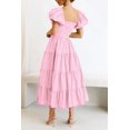 thumbnail image 4 of Vestido PRETTYGARDEN Rosa Medio con Mangas Abullonadas y Escote Cuadrado, 4 of 8