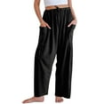 thumbnail image 2 of Qaspx Palazzo Pants for Women Casual Wide-leg Pants Loose Drawstring Sweatpants with Pockets, 2 of 7