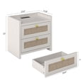 thumbnail image 4 of Natural Linen Nightstand, Boho Bedside Table End Table with Quiet Soft Close Drawer, Wood Farmhouse Large Night Stands with Charging Station for Bedroom, Ash, 4 of 8