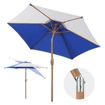 7.5FT Multicolour Patio Umbrella Outdoor Table Umbrella,Market Umbrella with 6 Sturdy Ribs, with Push Button Tilt and Crank for Garden, Lawn, Deck, Backyard & Pool (Blue/White)