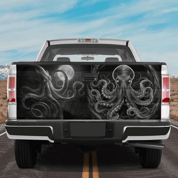 Lotusprinthandmade Octopus 3D Graphic Tailgate Wrap 2 Sizes (24"x58"), Octopus Animal Tailgate Wrap, octopus truck decal