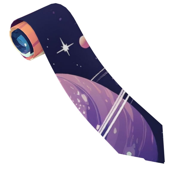 Xecao Planet Pastel Galaxy Print Tie For Men Necktie Woven Jacquard Neck Ties,Classic Men's Tie