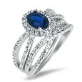 thumbnail image 5 of LaRaso & Co His Her Wedding Ring Set Blue Sapphire CZ TRIO Couples Rings 8/8, 5 of 7