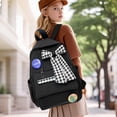 thumbnail image 5 of BESEW7 Kawaii Plaid Bowknot Backpack, Aesthetic Nylon Lightweight Daypack for Women Girls, Preppy Style Casual Bag for Travel Yellow, 5 of 8