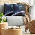 thumbnail image 5 of Ambesonne Space Throw Pillow Cover 2 Pack, Universe with Planets, 24", Blue Purple, 5 of 7