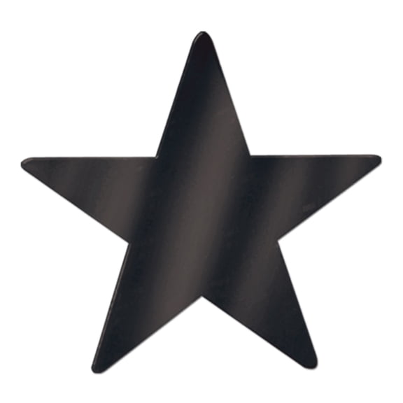 Beistle Club Pack of 24 Black Metallic Foil Star Cutout Party Decorations 15"