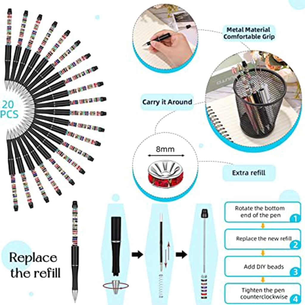 260Pcs DIY Sublimation Pen Blank Beadable Ballpoint Pen with Beads, Refills, Heat Transfer Pen for Christmas Party Favor