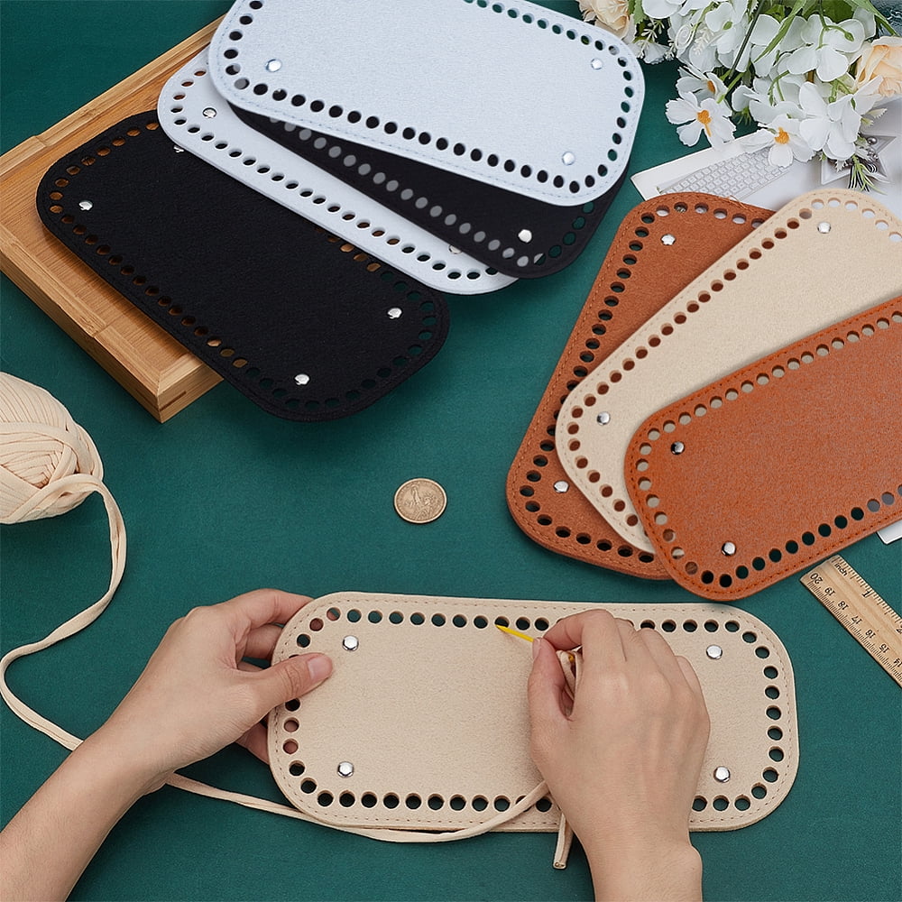 8Pcs 4 Colors Rectangle Felt Bag Bottom for Knitting Bag Women Bags Handmade DIY Accessories Mixed Color 250x120x4mm Hole: 7.5mm 2pcs/color DIY