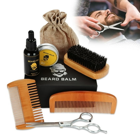 Yosoo Beard Wax Set, 8pcs Bread Oil Balm Beard Shaping Mustache Growing Moisturizing Smoothing Beard Care Set for