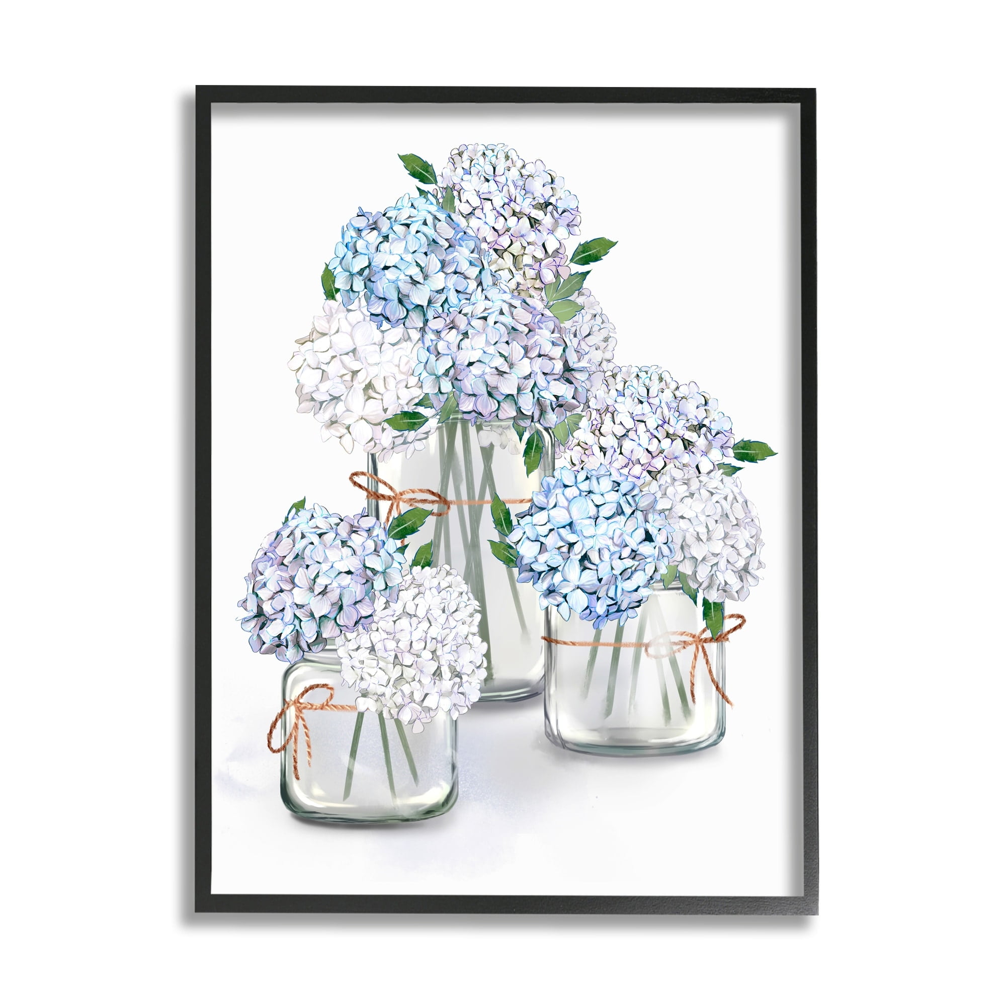 Stupell Industries Delicate Hydrangea Blossoms Arrangement Glass Jars Illustration , 16 x 20, Design by Ziwei Li