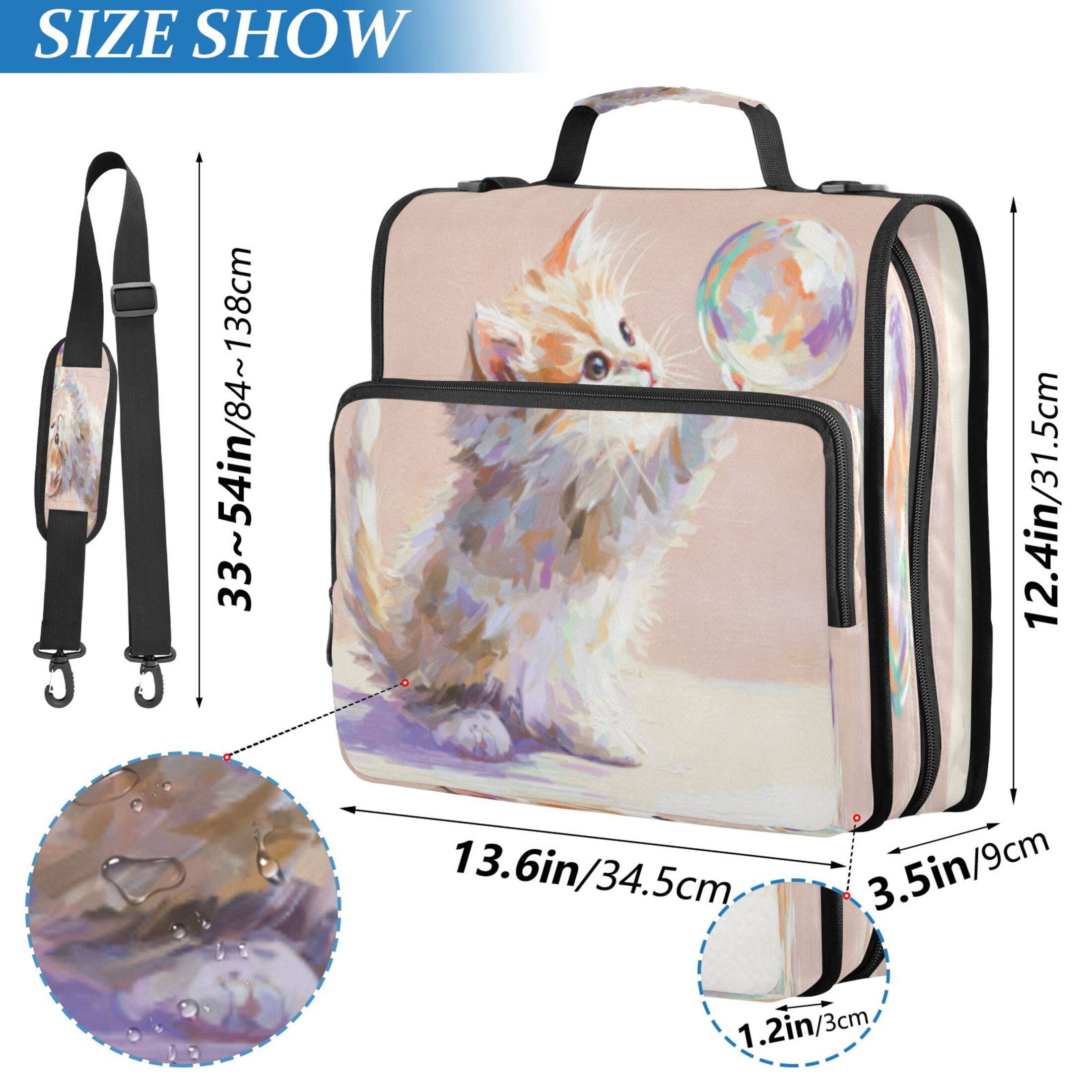 DIXRUYEE Zipper Binder trapper keeper Documents Organized Design Kitten & Bubble Printed