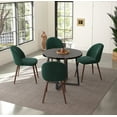 thumbnail image 2 of INO Design Mid-Century Modern 35'' Inch Round Grey Wooden Dining Table Set for 4 Comfortable Accent Velvet Barrel Chairs, Space Saving for Kitchen, Living Room Furniture, Small Apartments (Green), 2 of 11