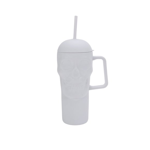 Way To Celebrate 31.6 oz White Matte Acrylic Skull Tumbler