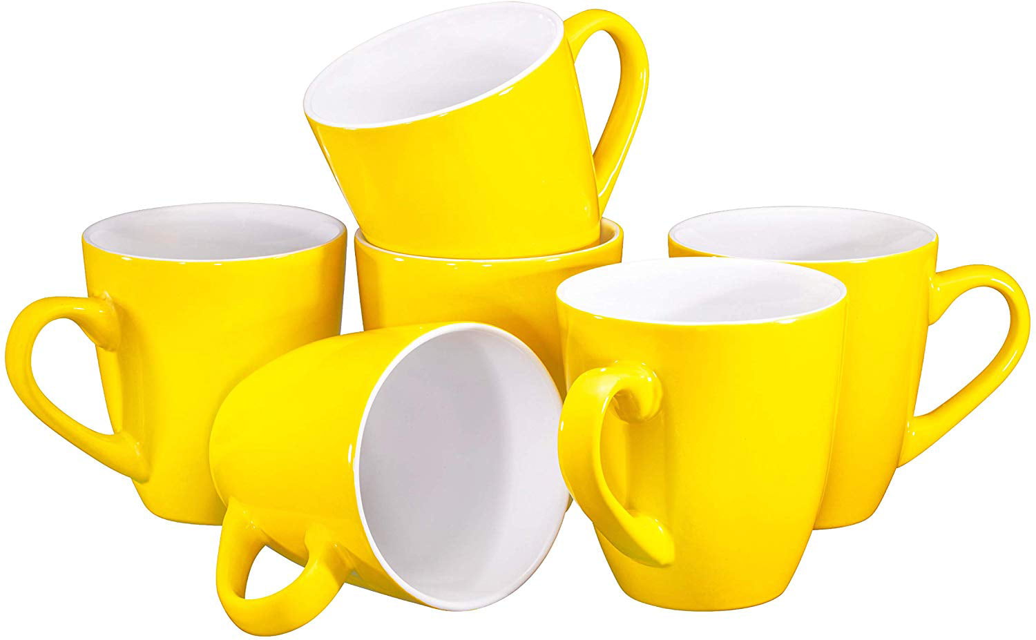Coffee Mug Set Set of 6 Largesized 16 Ounce Ceramic Coffee Mugs Restaurant Coffee Mugs, Yellow