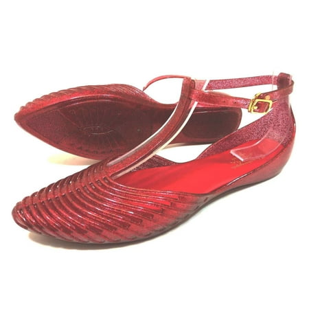 

Women s Beach Jelly Sandals 80S 90S T-Strap Slingback Flat Clear Summer Rain Shoes