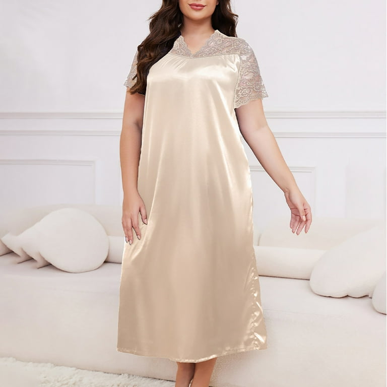 knee length dresses for ladies Plus Size High-Low Midi Satin Dress with Pockets – Ever-Pretty Plus main image 1