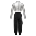 thumbnail image 2 of CHICTRY Kids Girls Hip Hop Dance Skateboarding Outfit Metallic Cropped Tops with Chain Pocket Pants Silver 16, 2 of 5