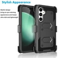 thumbnail image 4 of Galaxy S23 FE 5G Holster Case Belt Clip w/ [Built in Screen Protecotr],Takfox Rugged Shockproof Heavy Duty Locking Swivel Kickstand Full Body Hard Shell Cover for Samsung Galaxy S23 FE 5G 6.4"- Black, 4 of 5
