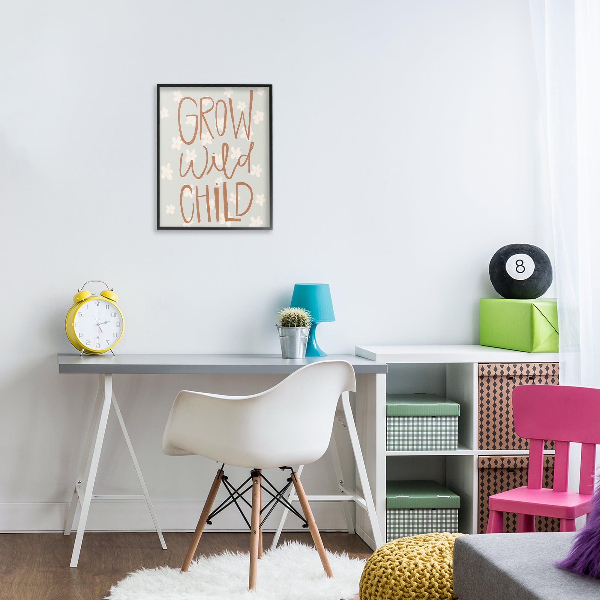 Grow Wild Child Flowers Black Framed Giclee Art, design by Katie Griggs